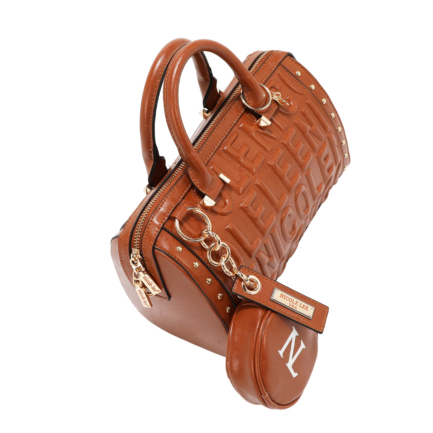 BOLSA BOSTON COM LOGOTIPO EM RELEVO (MARROM)