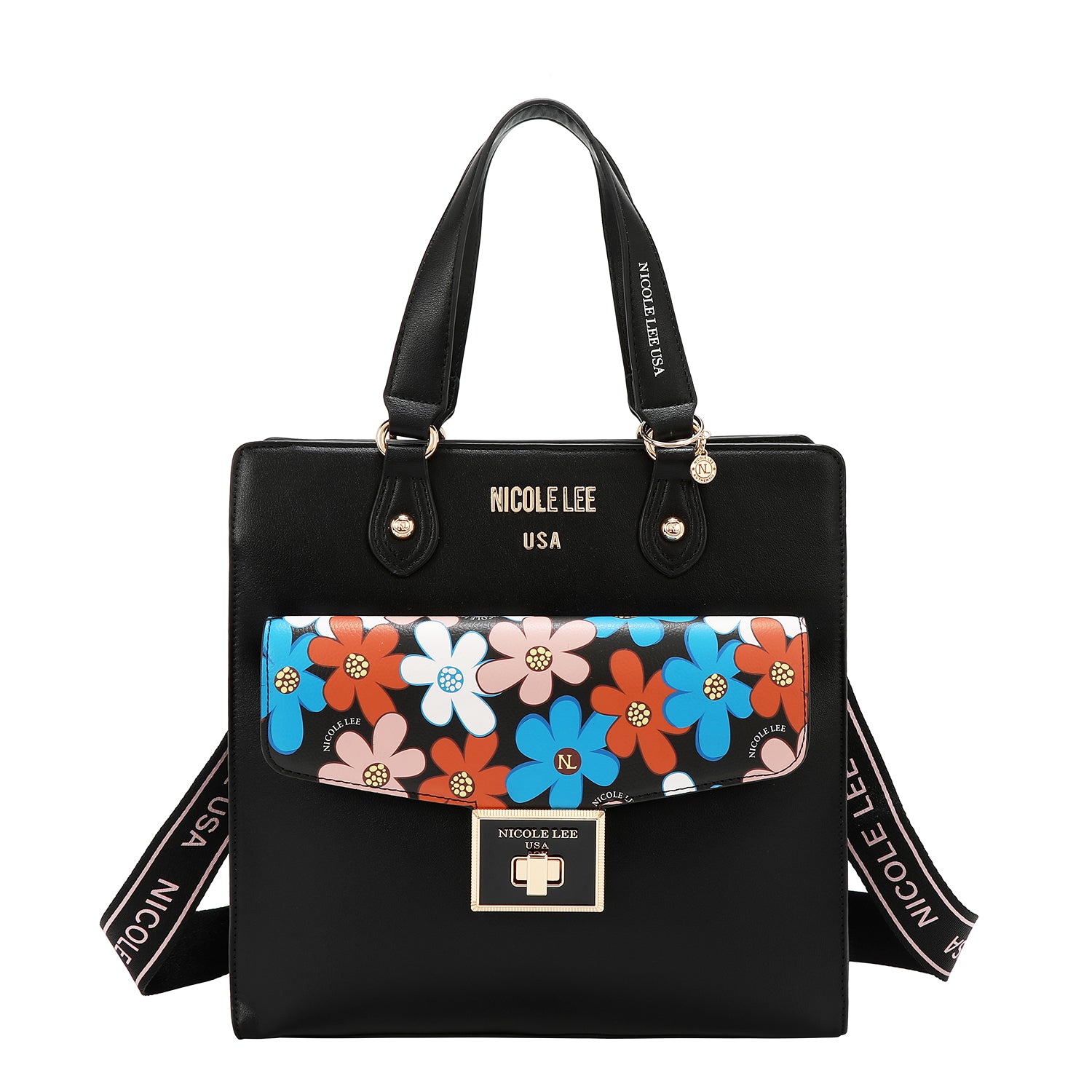Sac fourre-tout à pop floral (noir)