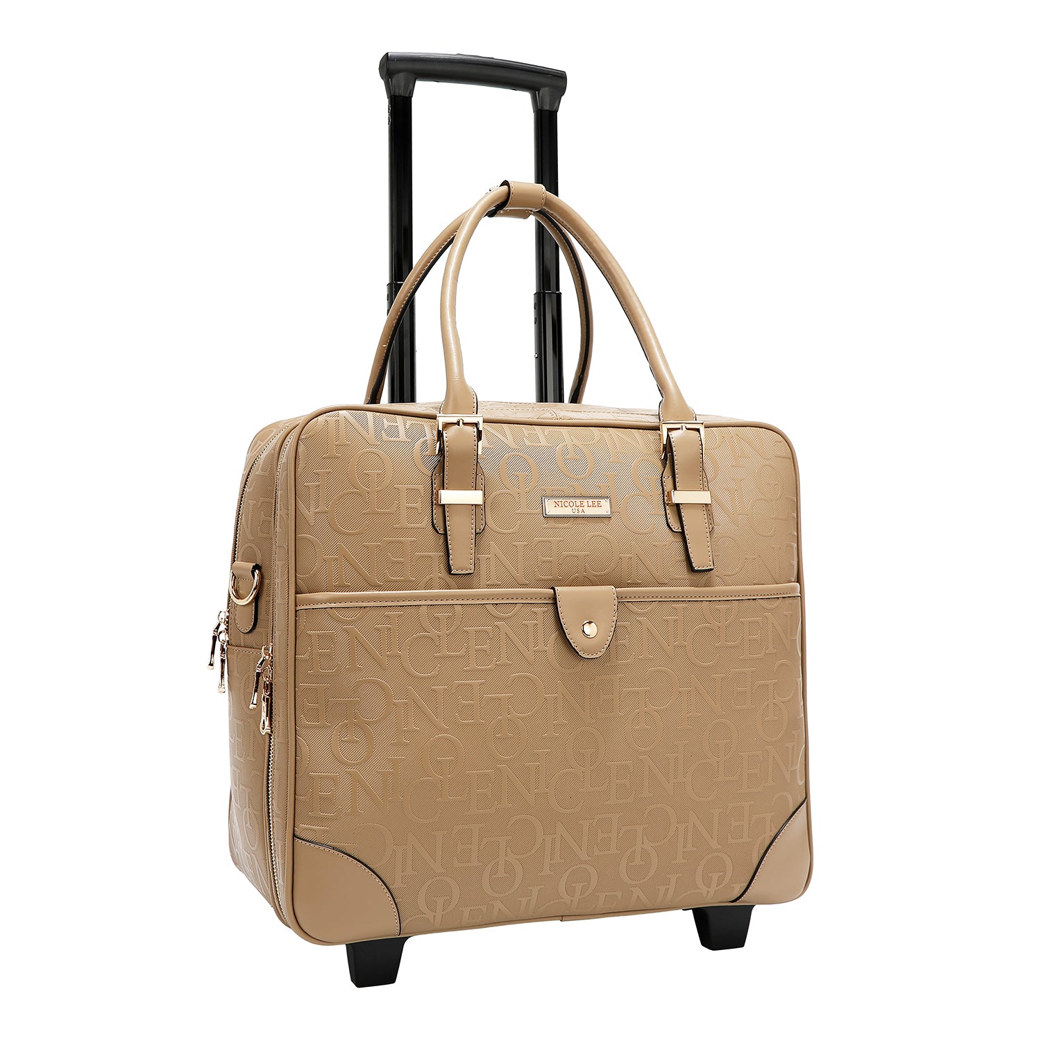 BOLSO RECTANGULAR CON RUEDAS MONOGRAMA (CAMEL)