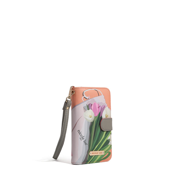 NL SIGNATURE PHONE CASE AND WALLET WITH STRAP (<tc>VIOLET BLOSSOM</tc>)