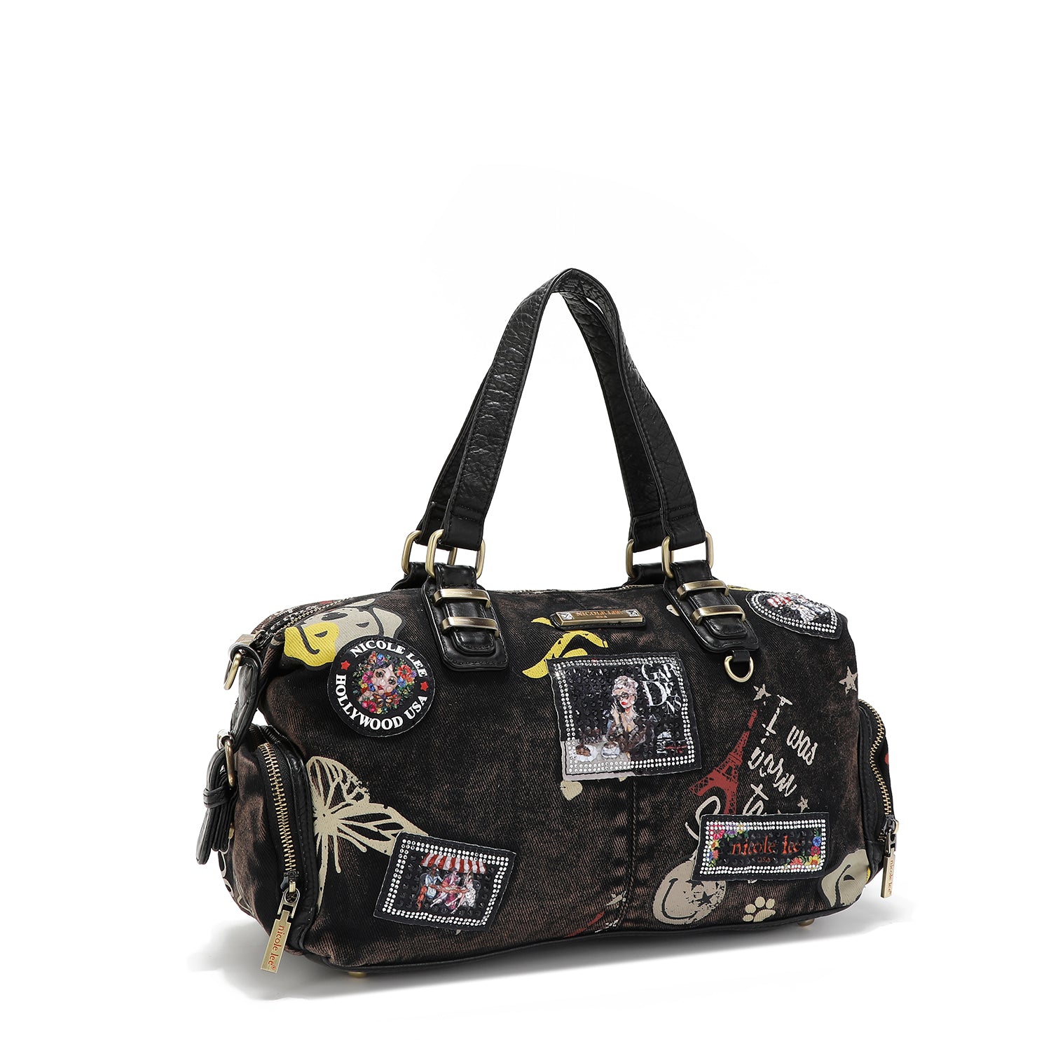 BOLSO MEDIANO DE MANO DE TELA VAQUERA MARRON