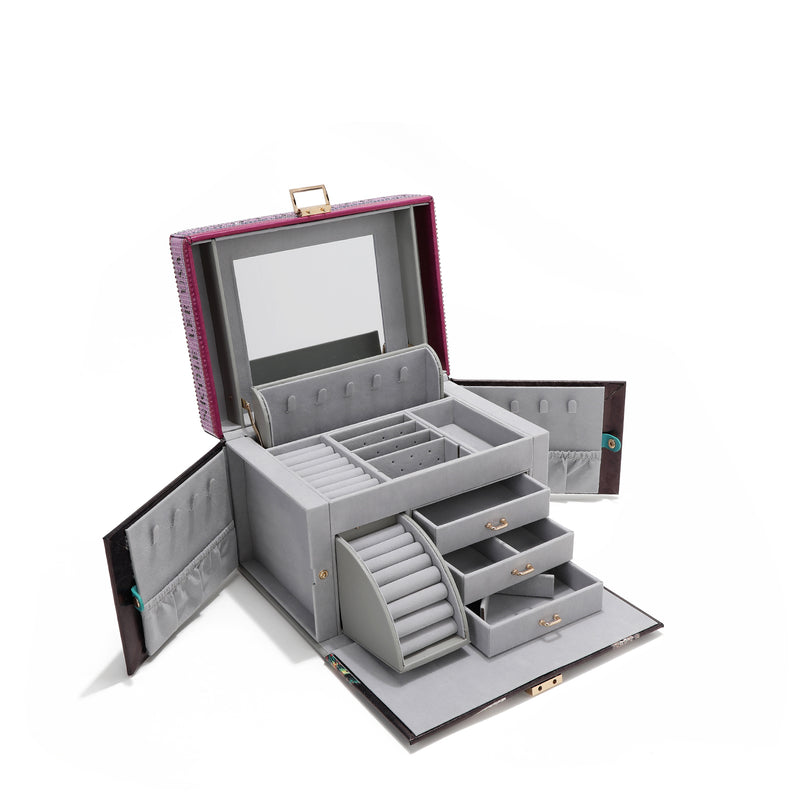LARGE JEWELRY BOX WITH RHINESTONE (<tc>VIOLET BLOSSOM</tc>)