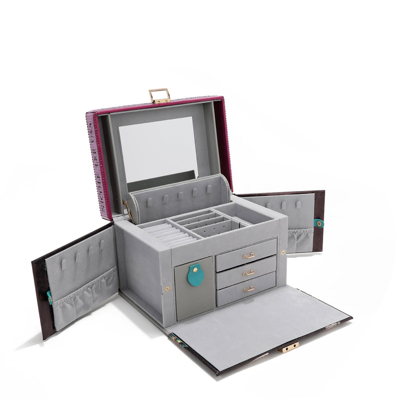 LARGE JEWELRY BOX WITH RHINESTONE (<tc>VIOLET BLOSSOM</tc>)