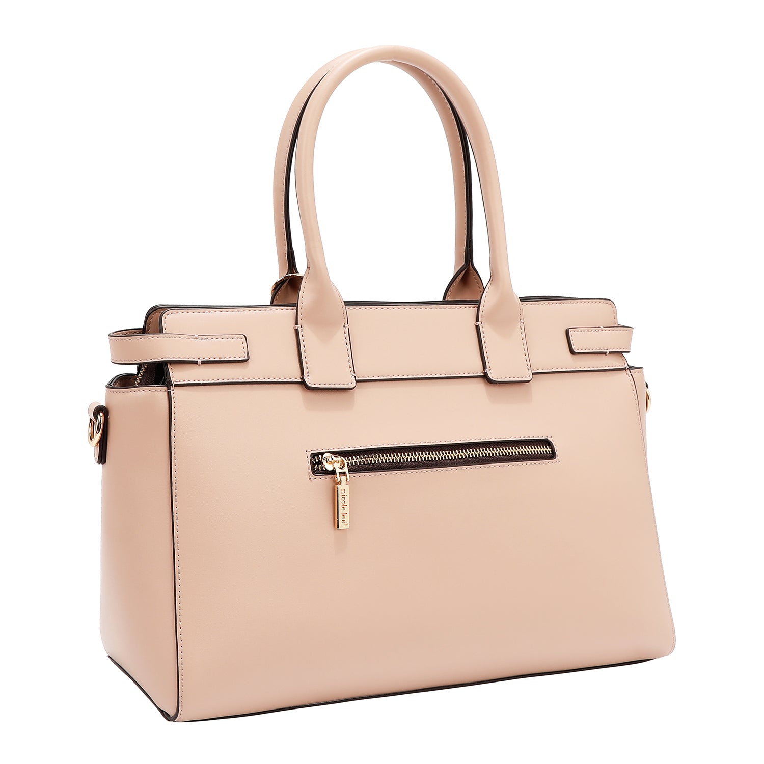 Satchel -Tasche mit geometrischen Schnitten (rosa)