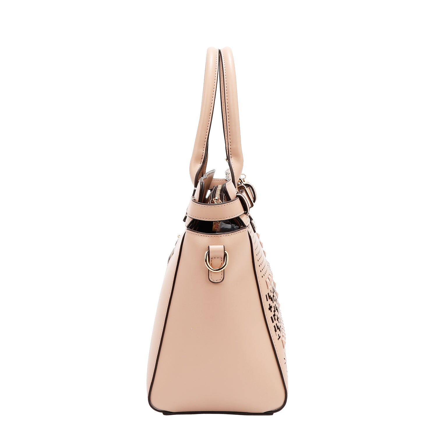 Satchel -Tasche mit geometrischen Schnitten (rosa)