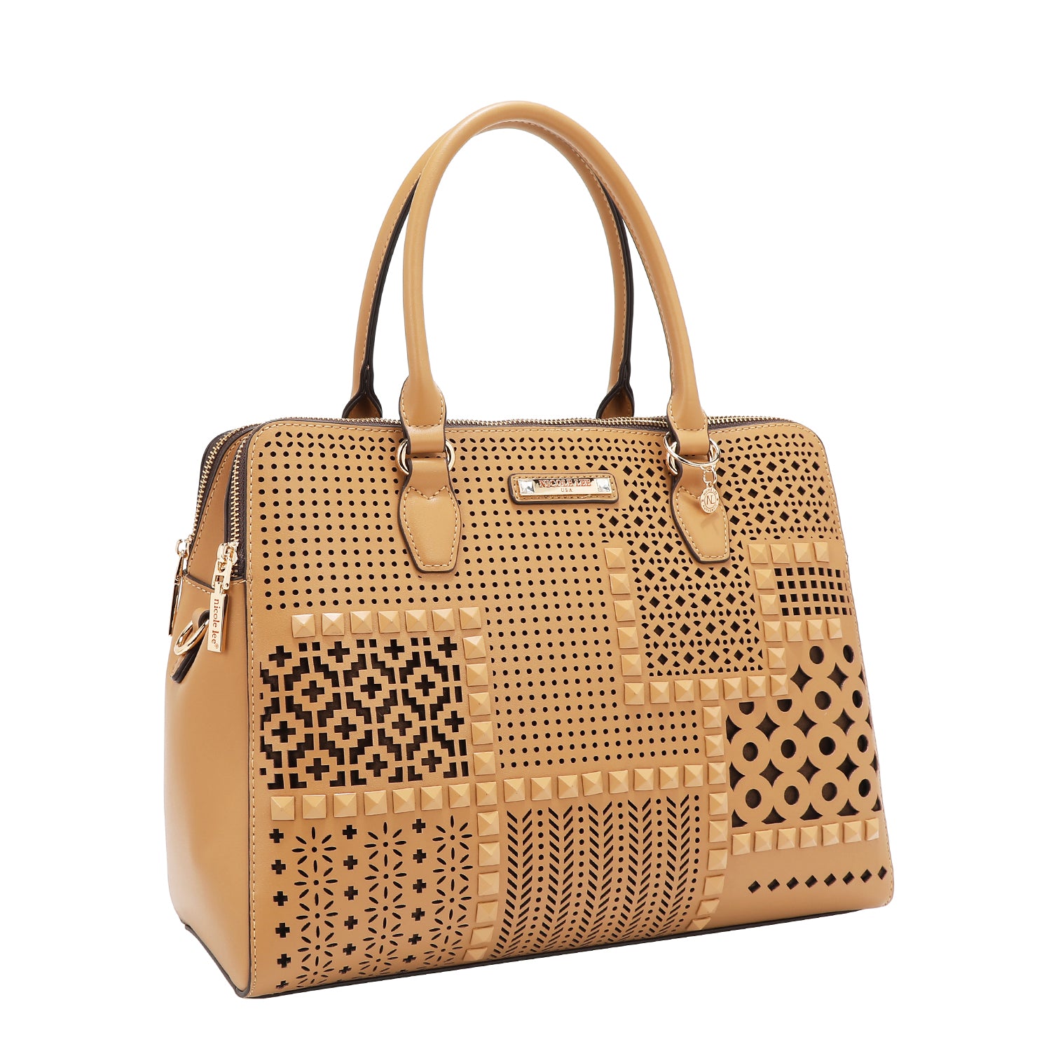 Sac à main avec des coupes géométriques (sable)