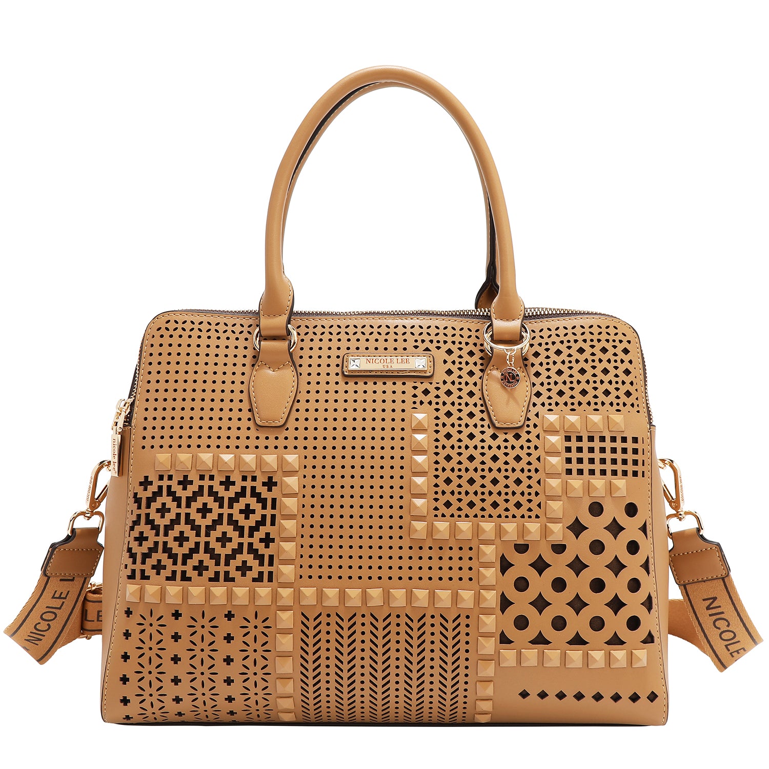 Sac à main avec des coupes géométriques (sable)