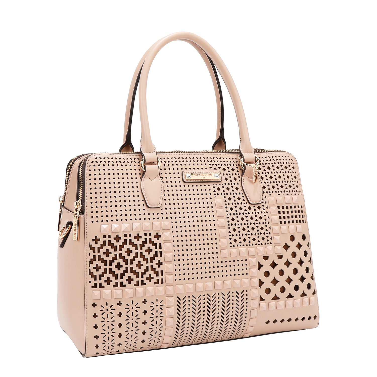 Borsa a mano con tagli geometrici (rosa)