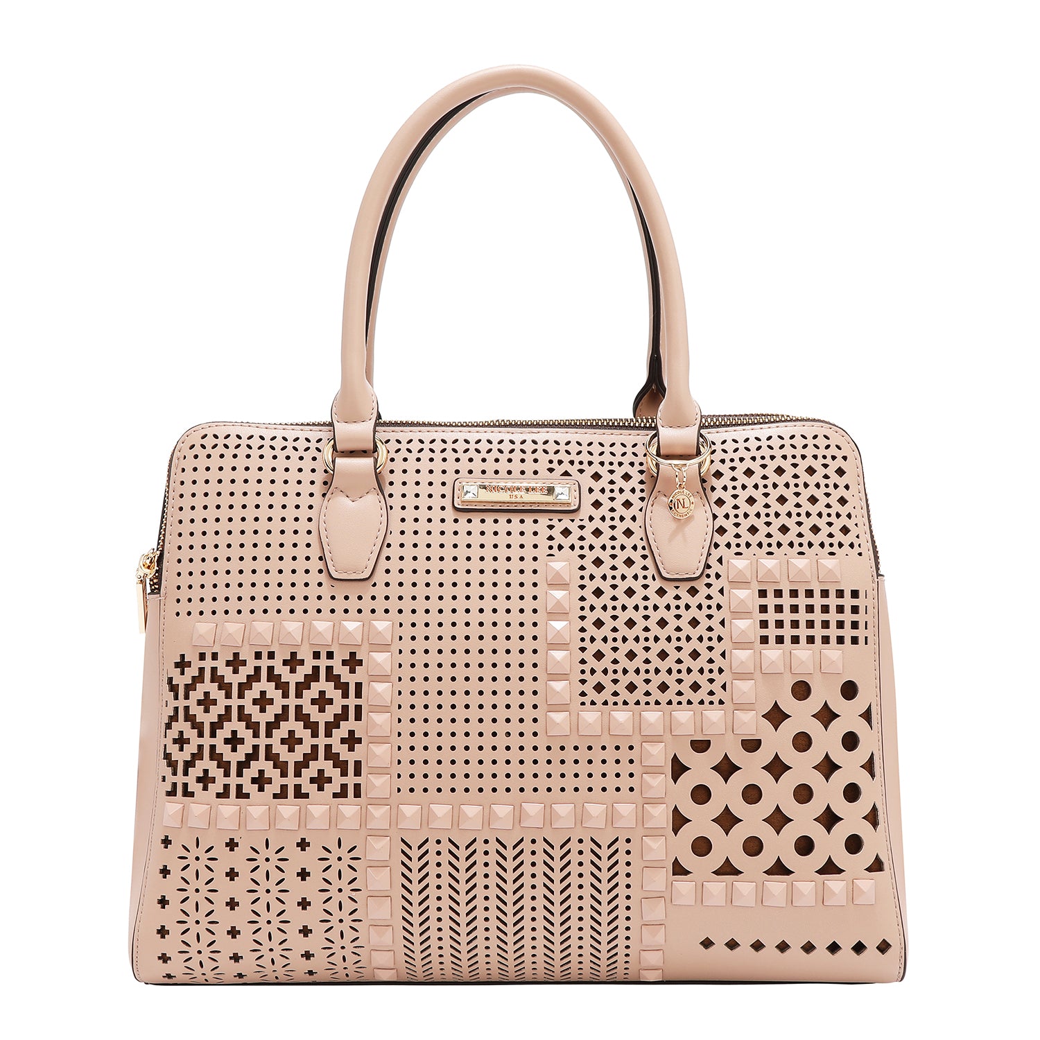 Borsa a mano con tagli geometrici (rosa)