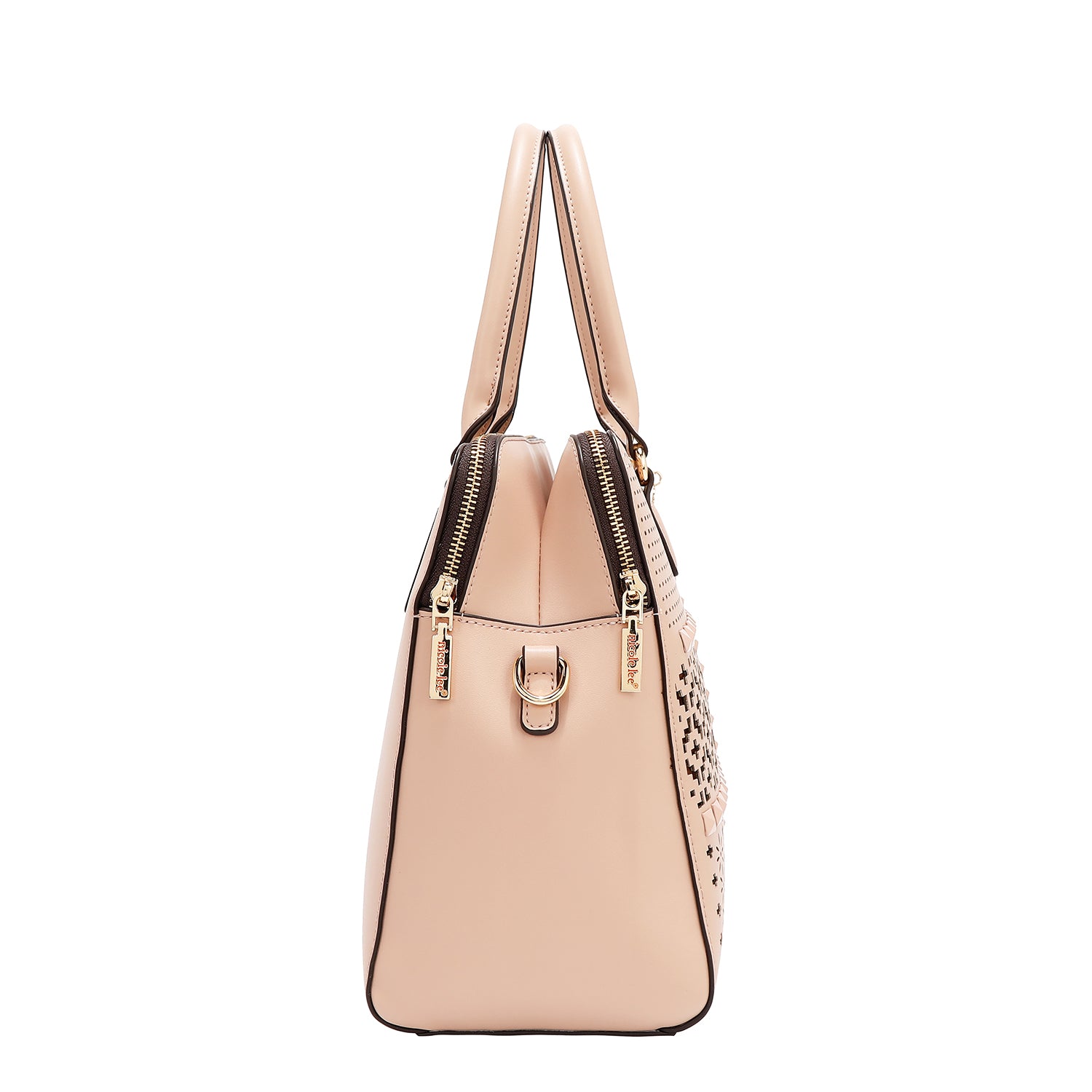 Borsa a mano con tagli geometrici (rosa)