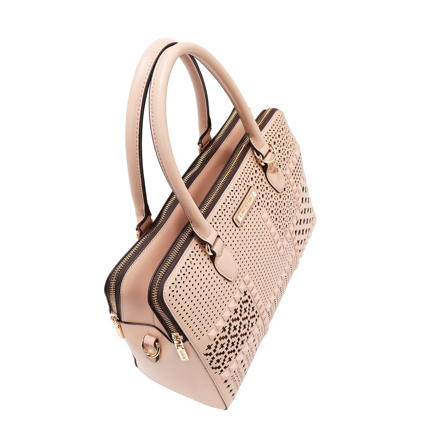 Borsa a mano con tagli geometrici (rosa)