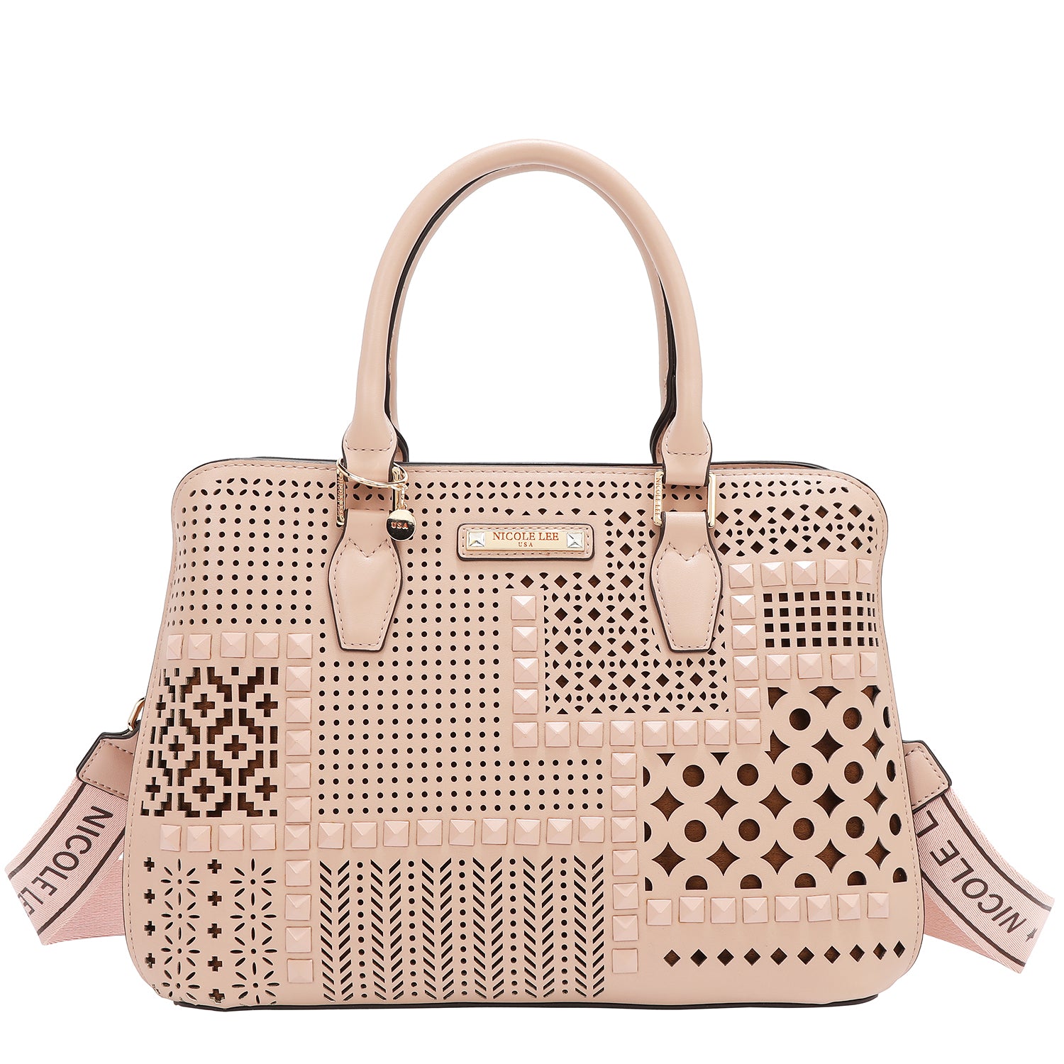 Kuppelbeutel mit geometrischem Schnitt (rosa)
