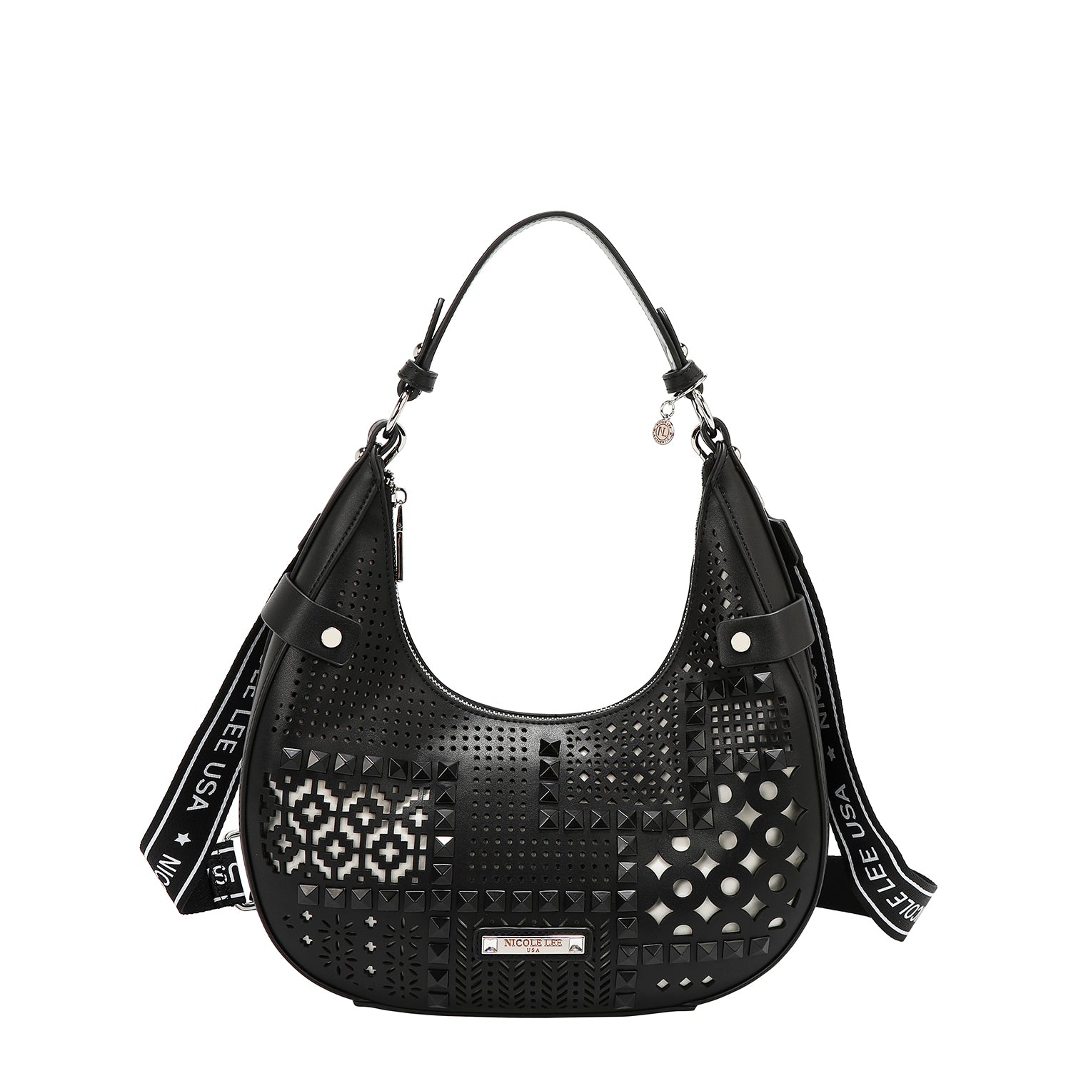 Sac à bandoulière avec coupe géométrique (noir)