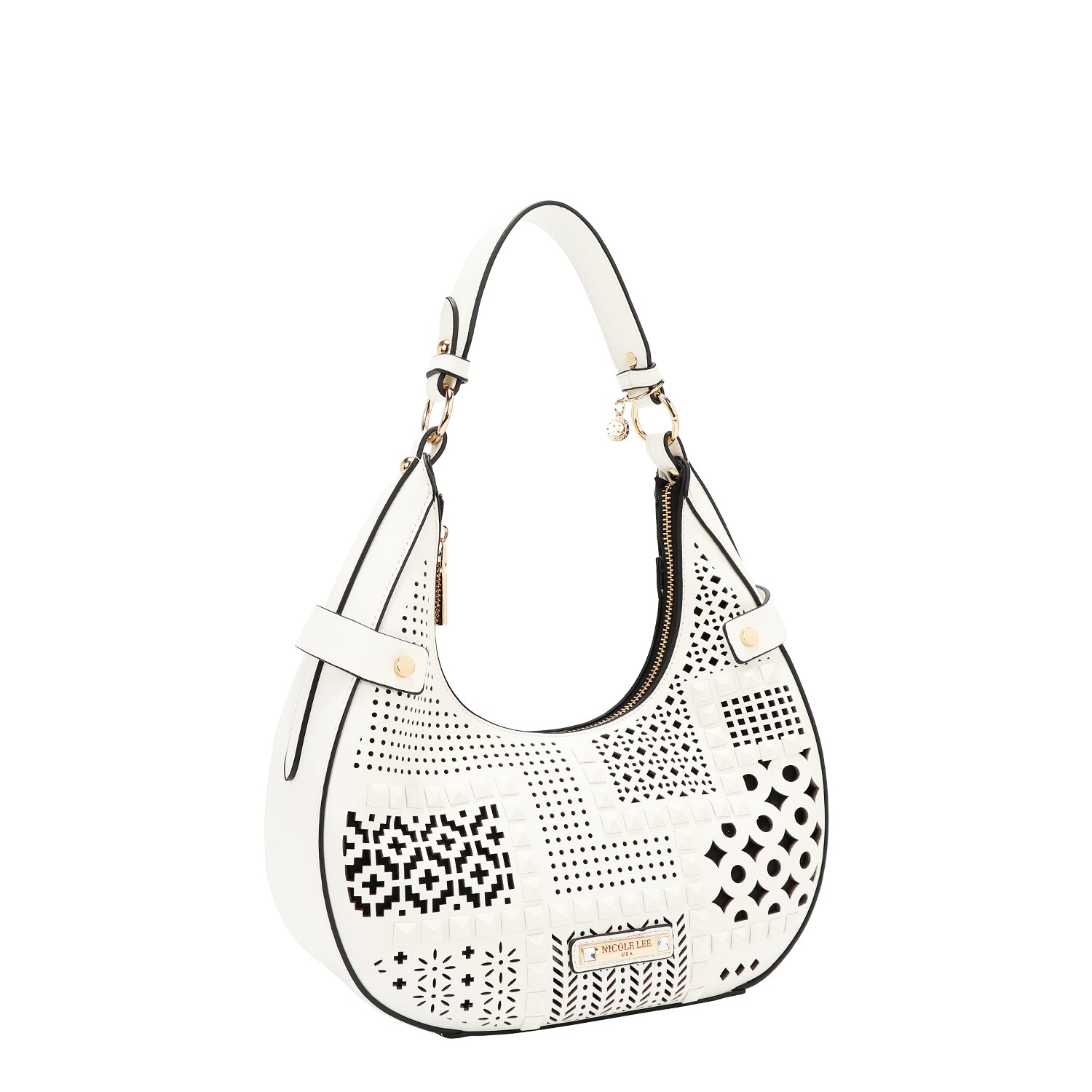 Sac à bandoulière avec coupe géométrique (blanc)