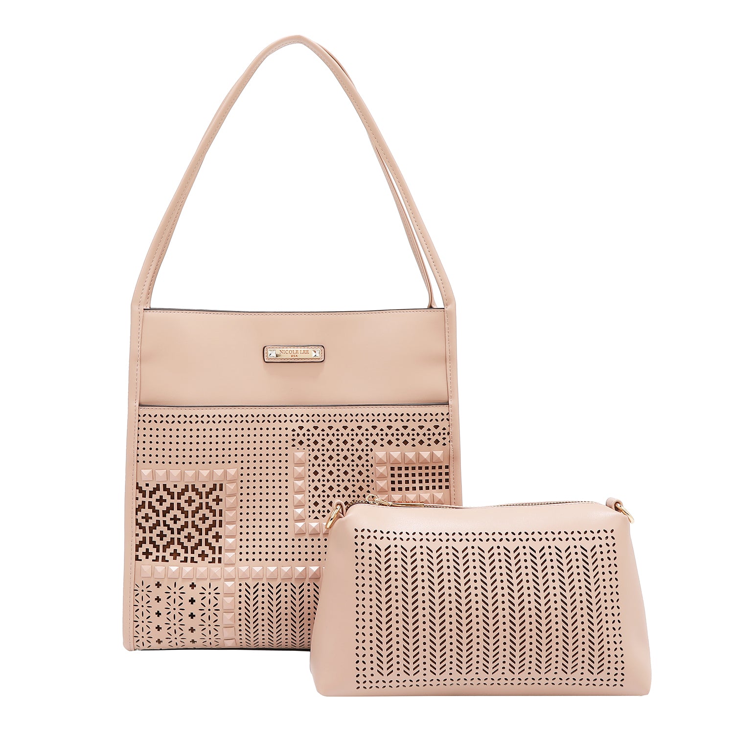 Zwei -Stück -Tasche mit geometrischem Schnitt (rosa)