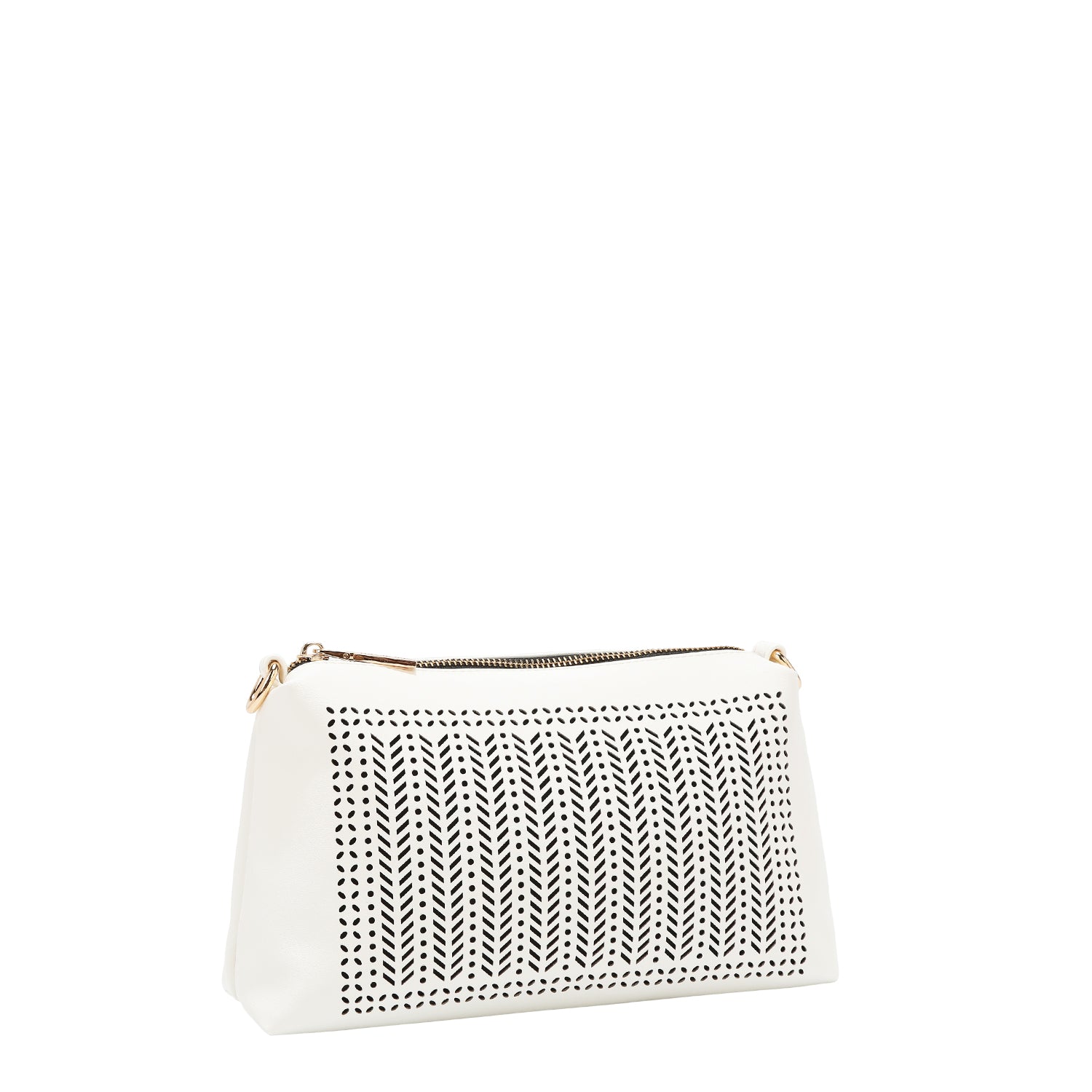 Borsa a due parti con tagli geometrici (bianco)