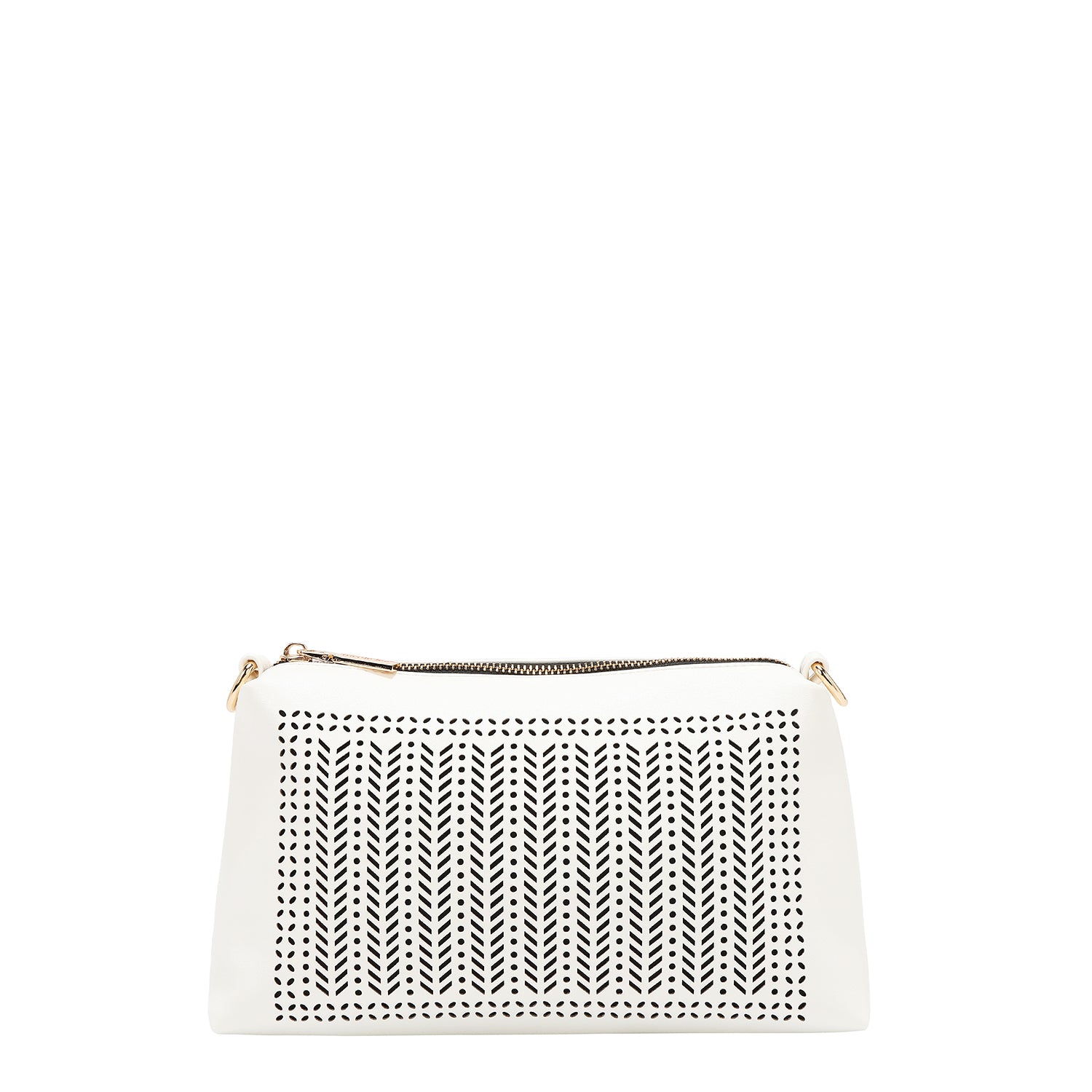 Borsa a due parti con tagli geometrici (bianco)