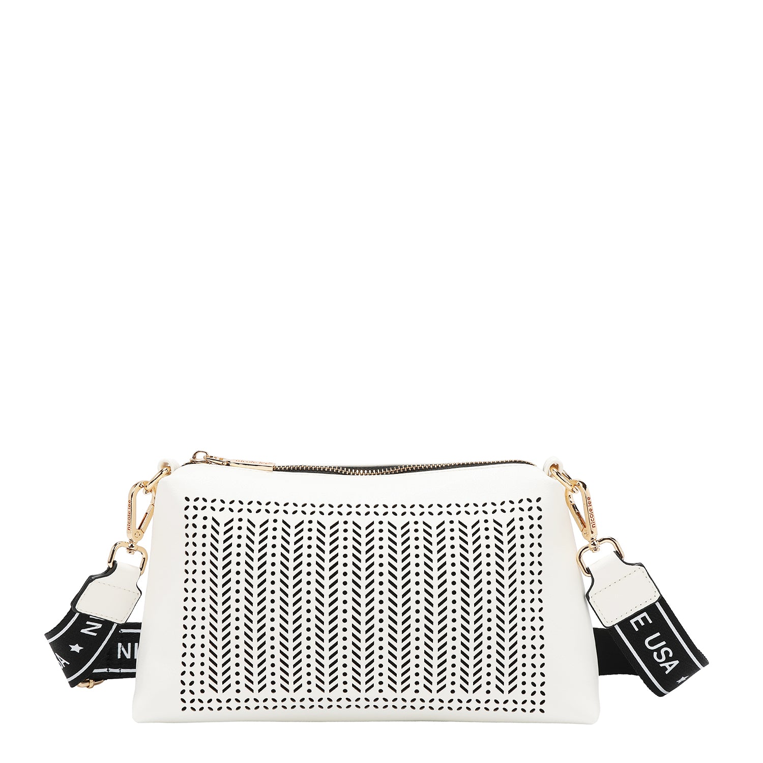 Borsa a due parti con tagli geometrici (bianco)