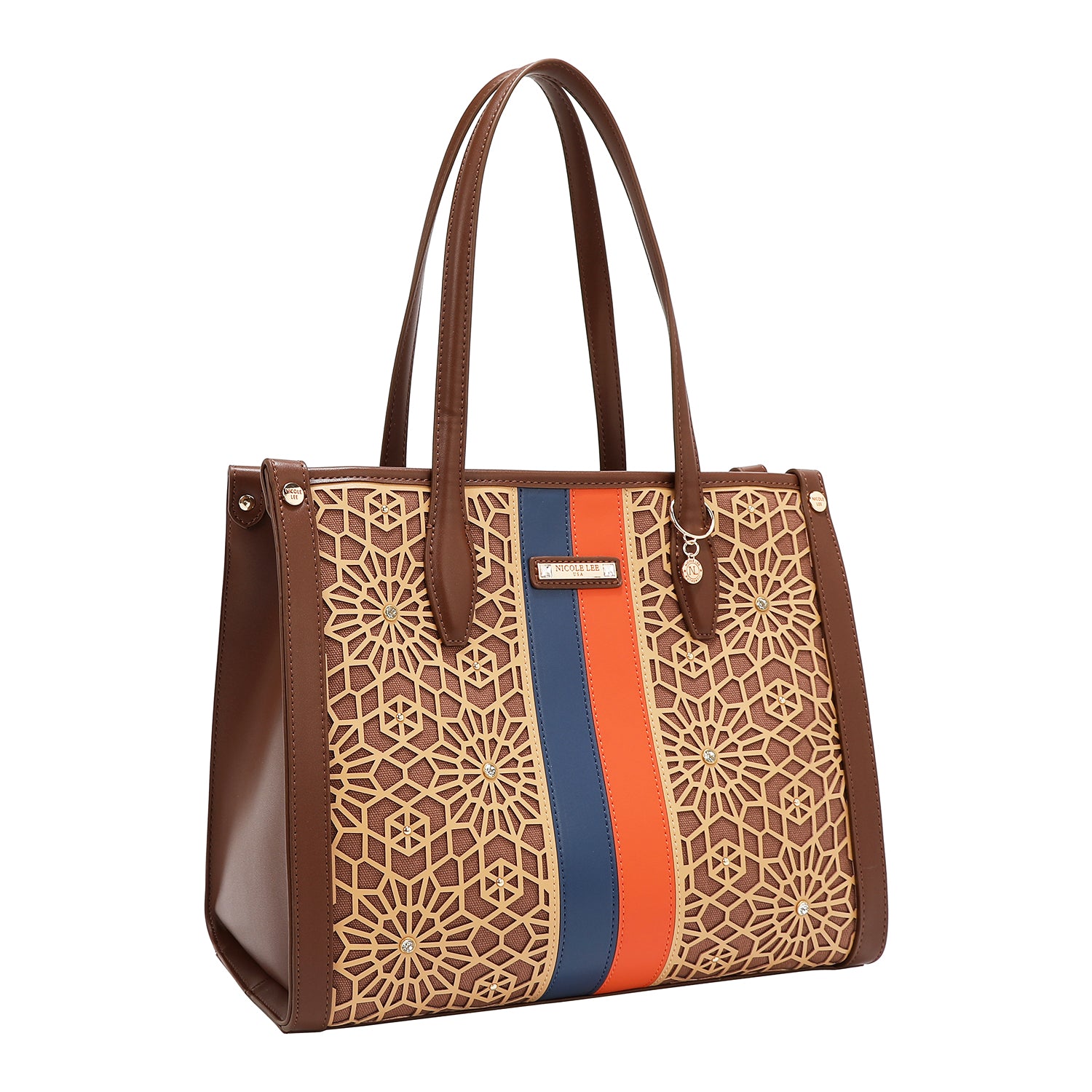 BORSA TOTE GEOMETRICA TAGLIATA AL LASER (MARRONE)