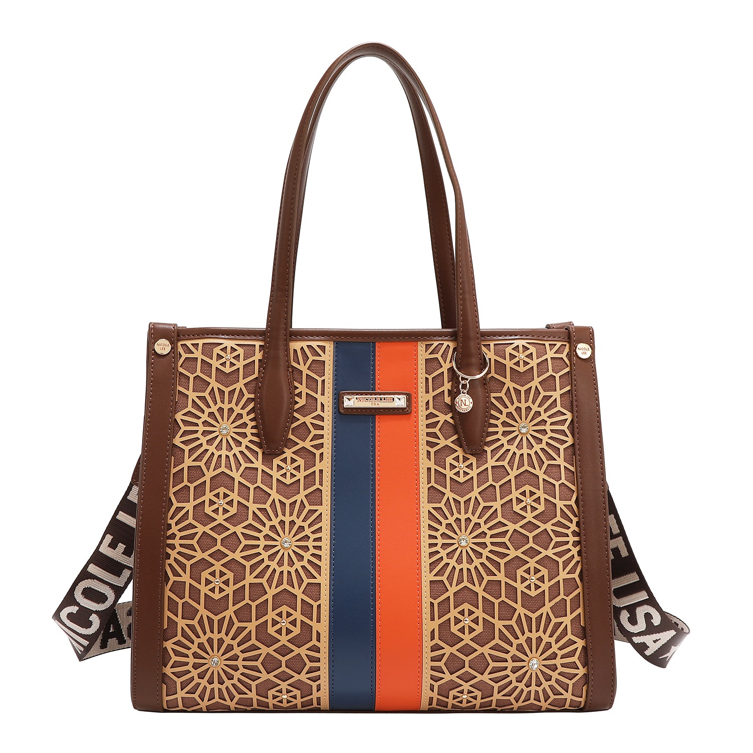 BORSA TOTE GEOMETRICA TAGLIATA AL LASER (MARRONE)