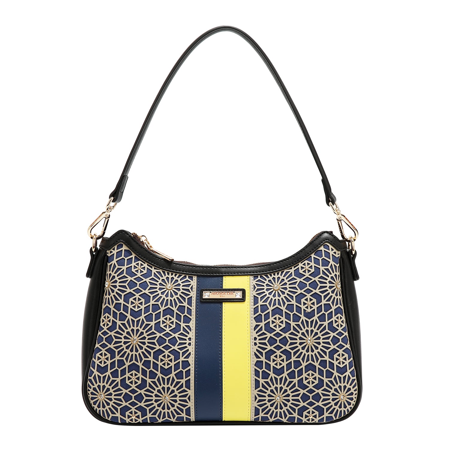 BORSA A TRACOLLA GEOMETRICA TAGLIA LASER (NERO)