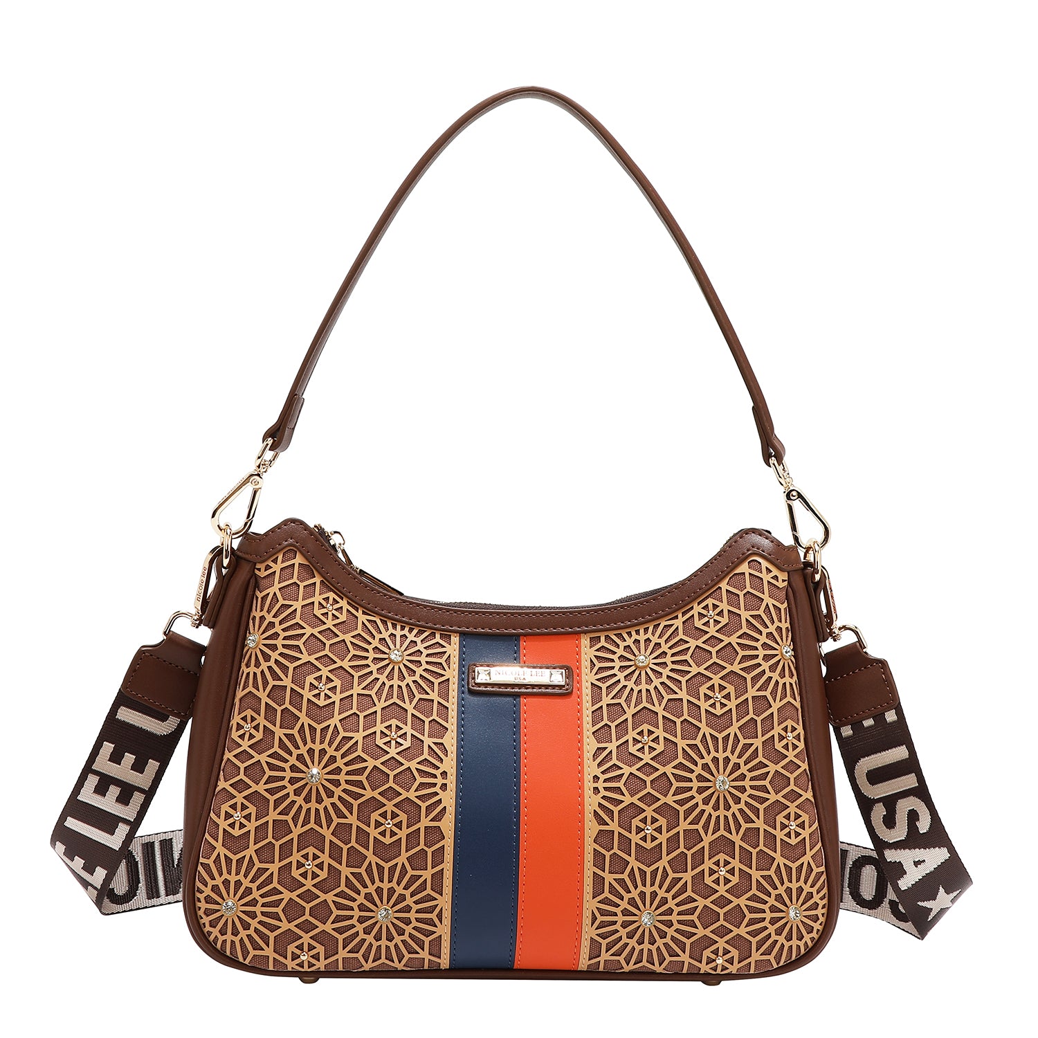 BORSA A TRACOLLA GEOMETRICA TAGLIA LASER (MARRONE)