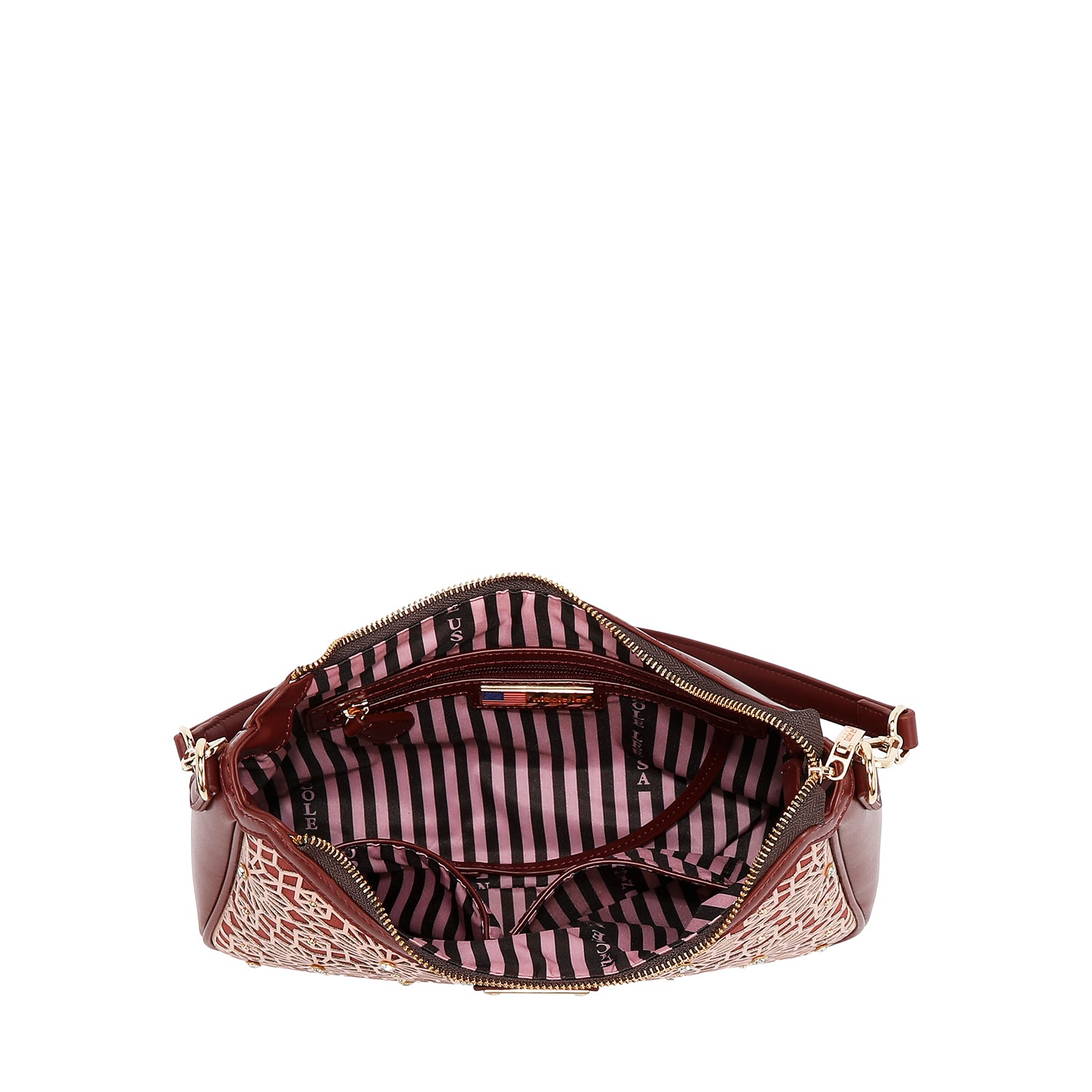BORSA A TRACOLLA GEOMETRICA TAGLIA LASER (MARRONE)