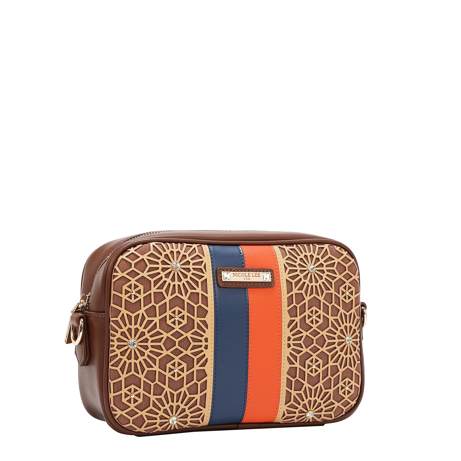 BORSA A TRACOLLA GEOMETRICA TAGLIATA AL LASER (MARRONE)