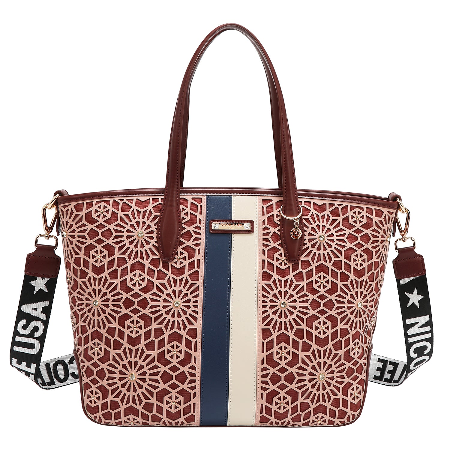 LASERGESCHNITTENER GEOMETRISCHER SHOPPER (WEIN)