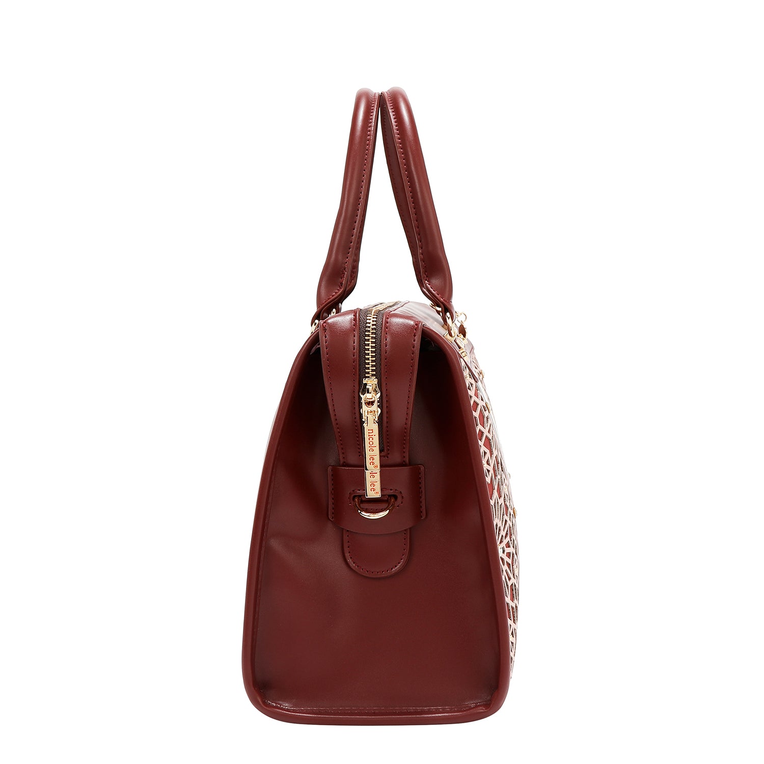 BOSTON-TASCHE MIT GEOMETRISCHEM LASERSCHNITT (WEIN)