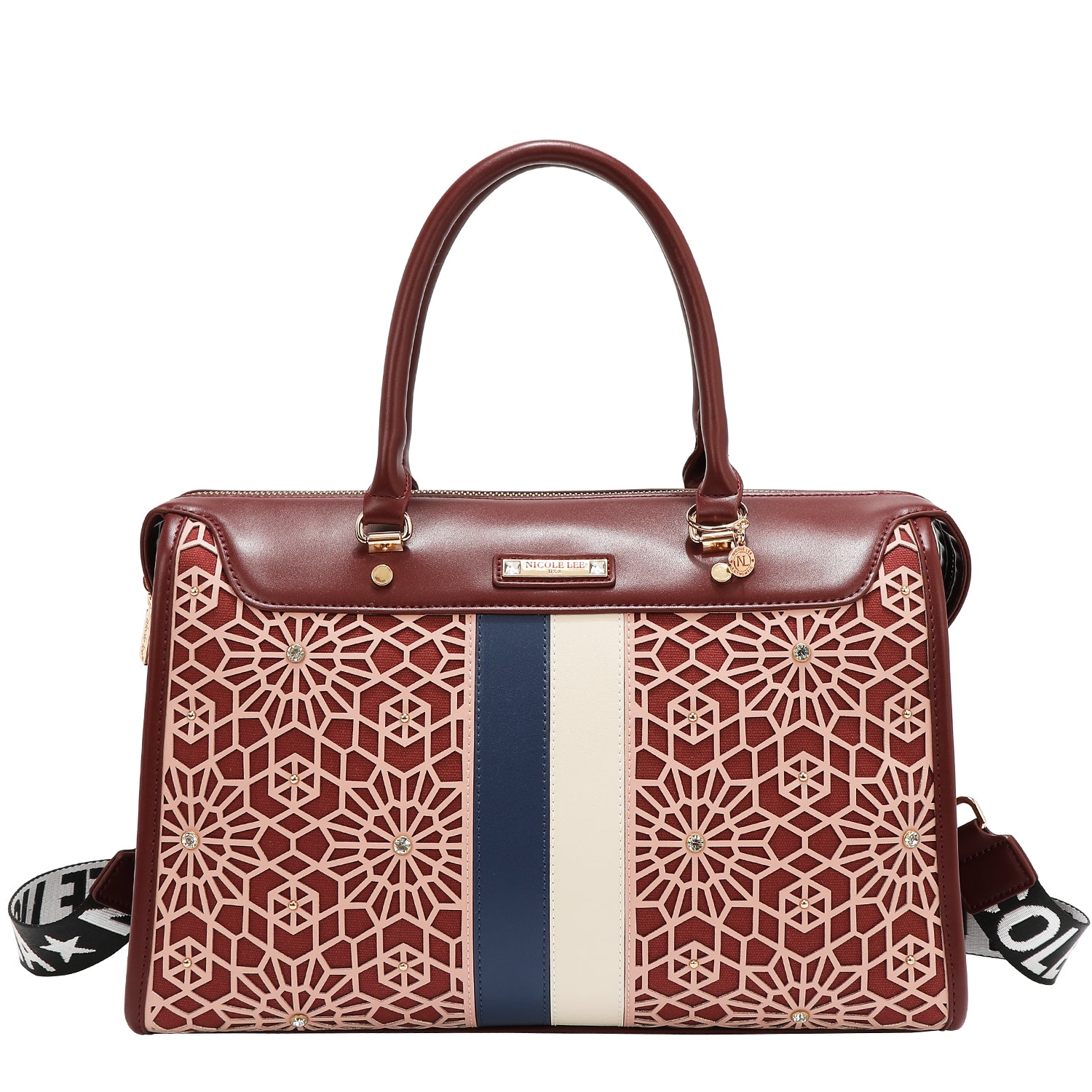 BOSTON-TASCHE MIT GEOMETRISCHEM LASERSCHNITT (WEIN)