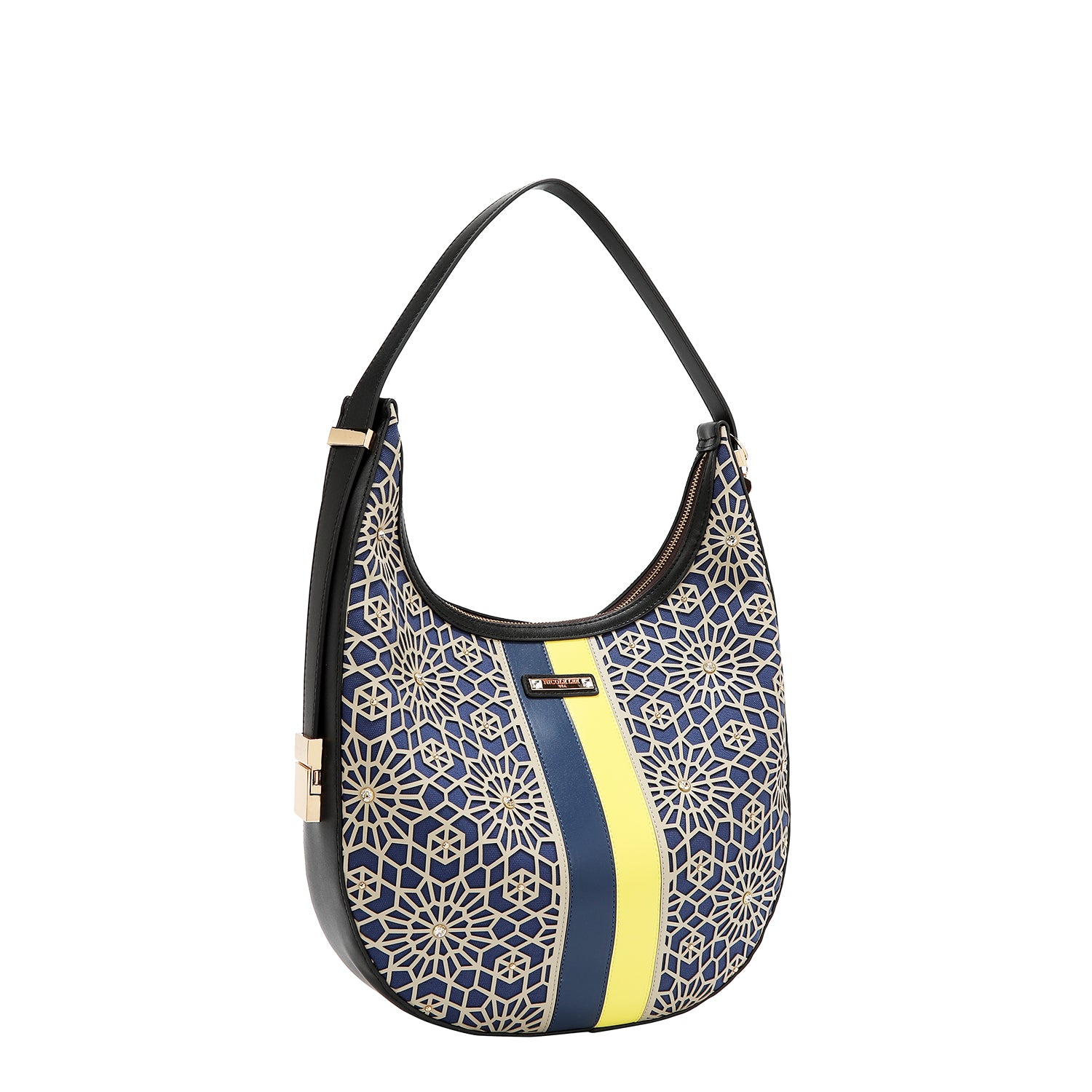 BORSA HOBO GEOMETRICA TAGLIATA AL LASER (NERO)