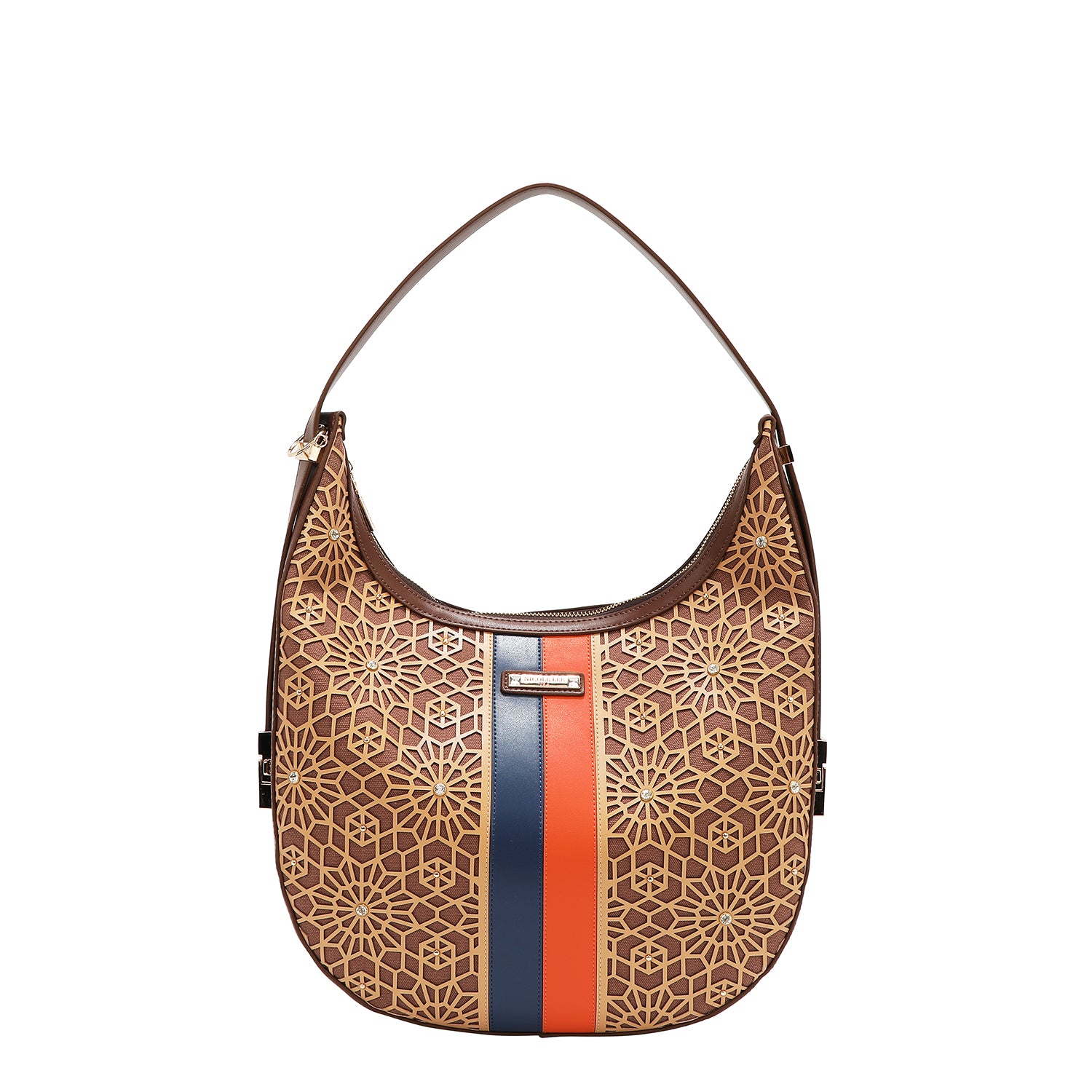 BORSA HOBO GEOMETRICA TAGLIA LASER (MARRONE)
