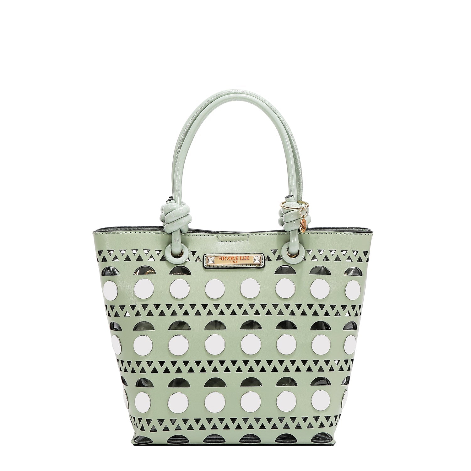BOLSO DE CUBO DE 2 PIEZAS CON REMACHES PLATEADOS (VERDE)
