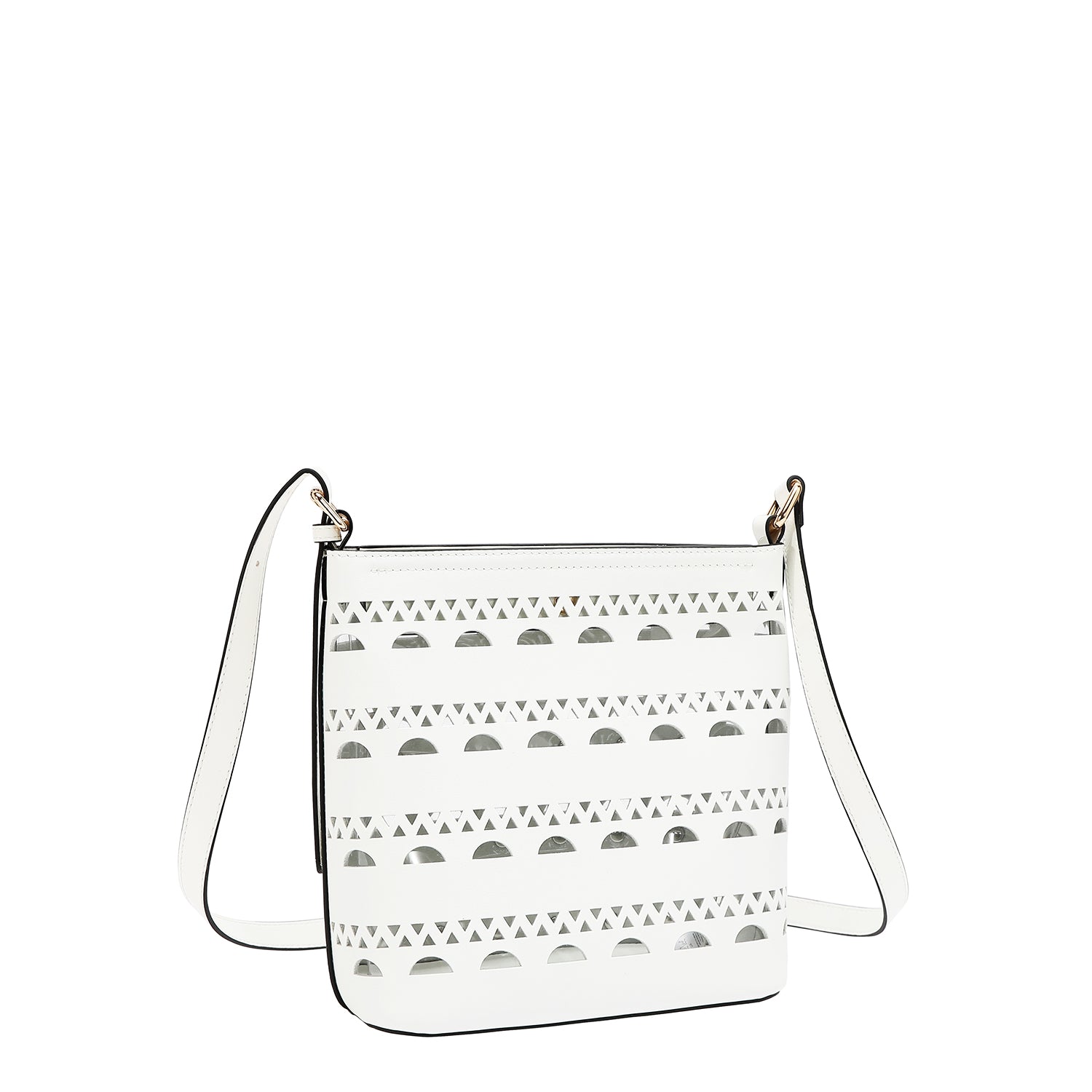 BOLSA TIRACOLO COM TACHAS PRATA (BRANCO)