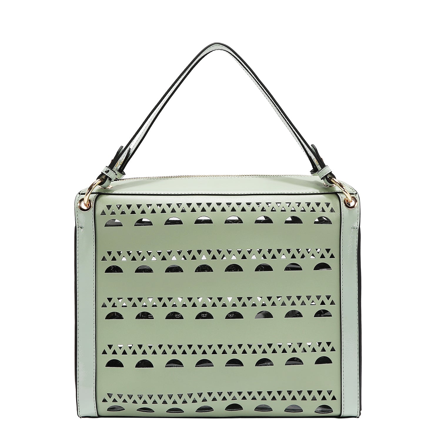 BOLSO DE MANO CON TACHUELAS PLATEADAS (VERDE)