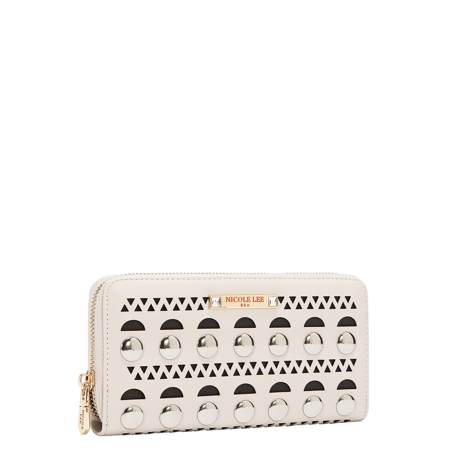 CARTERA CON TACHUELAS PLATEADAS (BEIGE)
