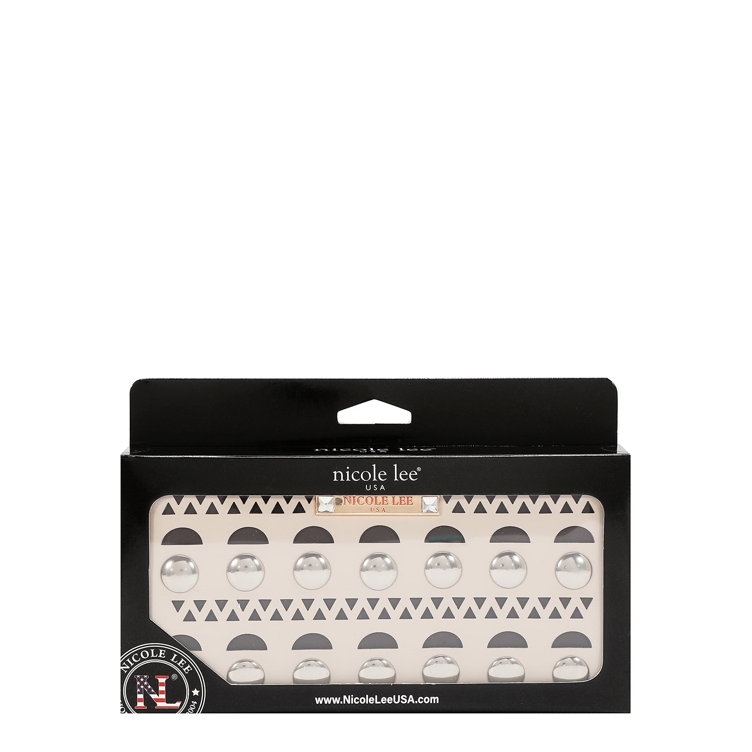 PORTAFOGLIO CON BORCHIE ARGENTO (BEIGE)