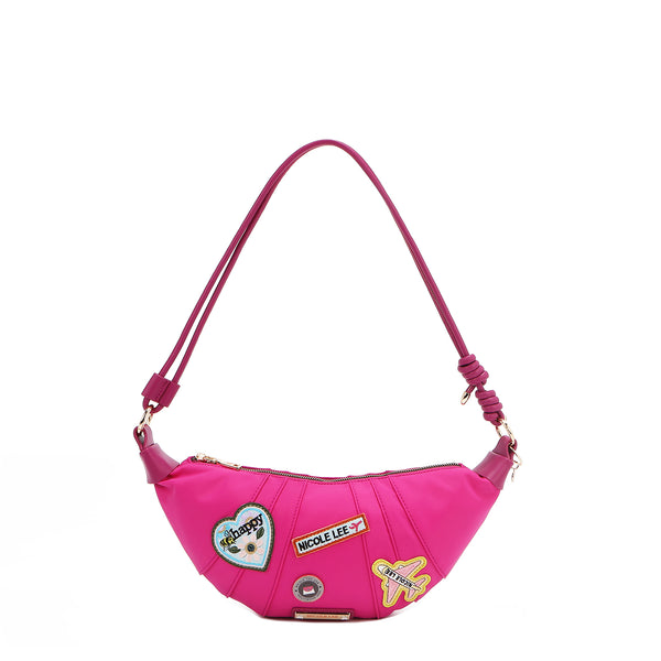Croissant bag with colored patches (violet)