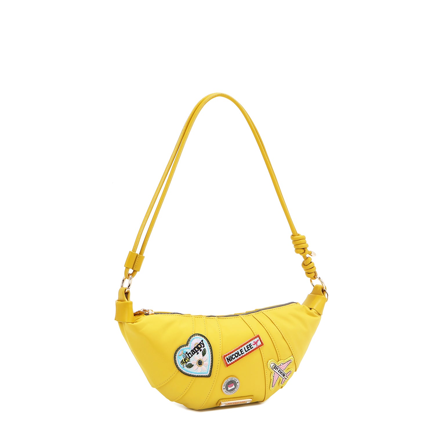 BOLSO CROISSANT CON PARCHES DE COLORES (AMARILLO)