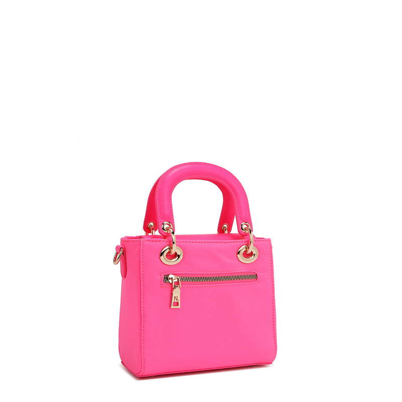 Hand bag with colored patches (pink)