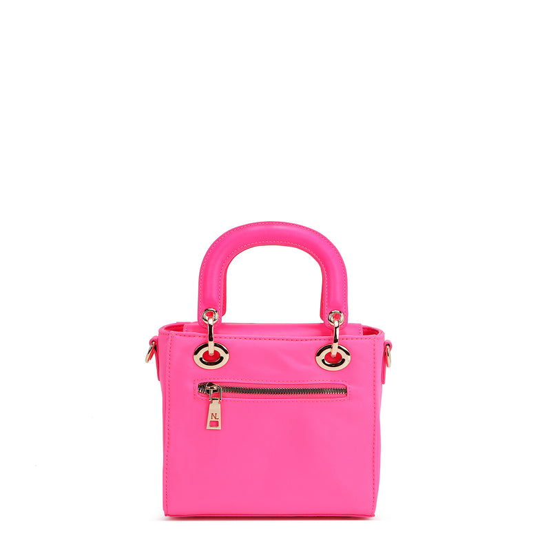 Hand bag with colored patches (pink)