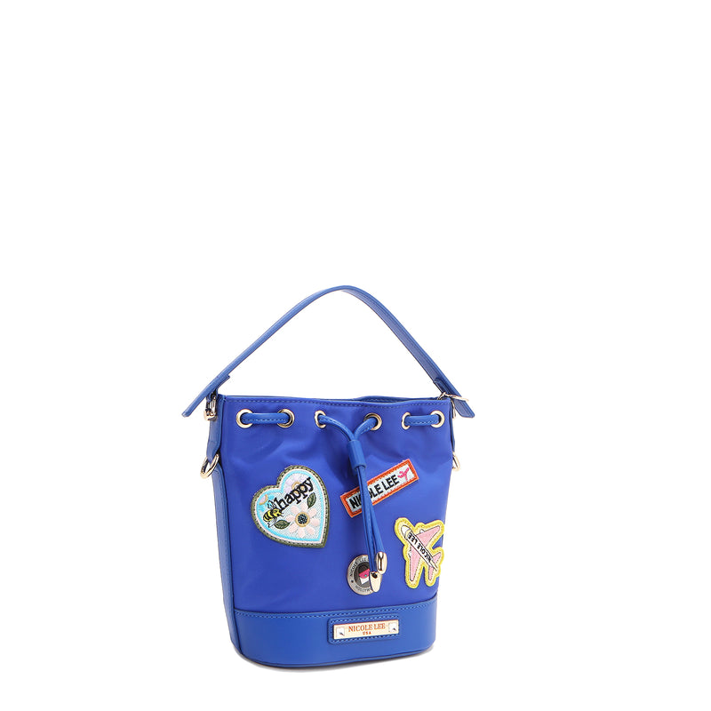 Cube bag with colored patches (blue)