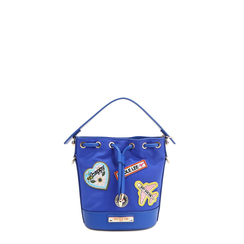 Cube bag with colored patches (blue)
