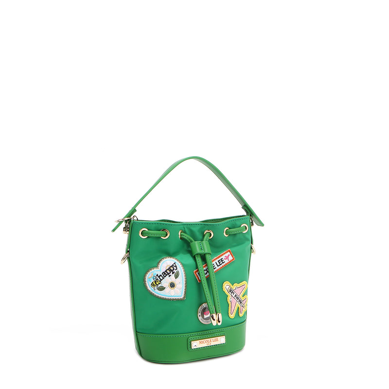 Cube bag with colored patches (green)