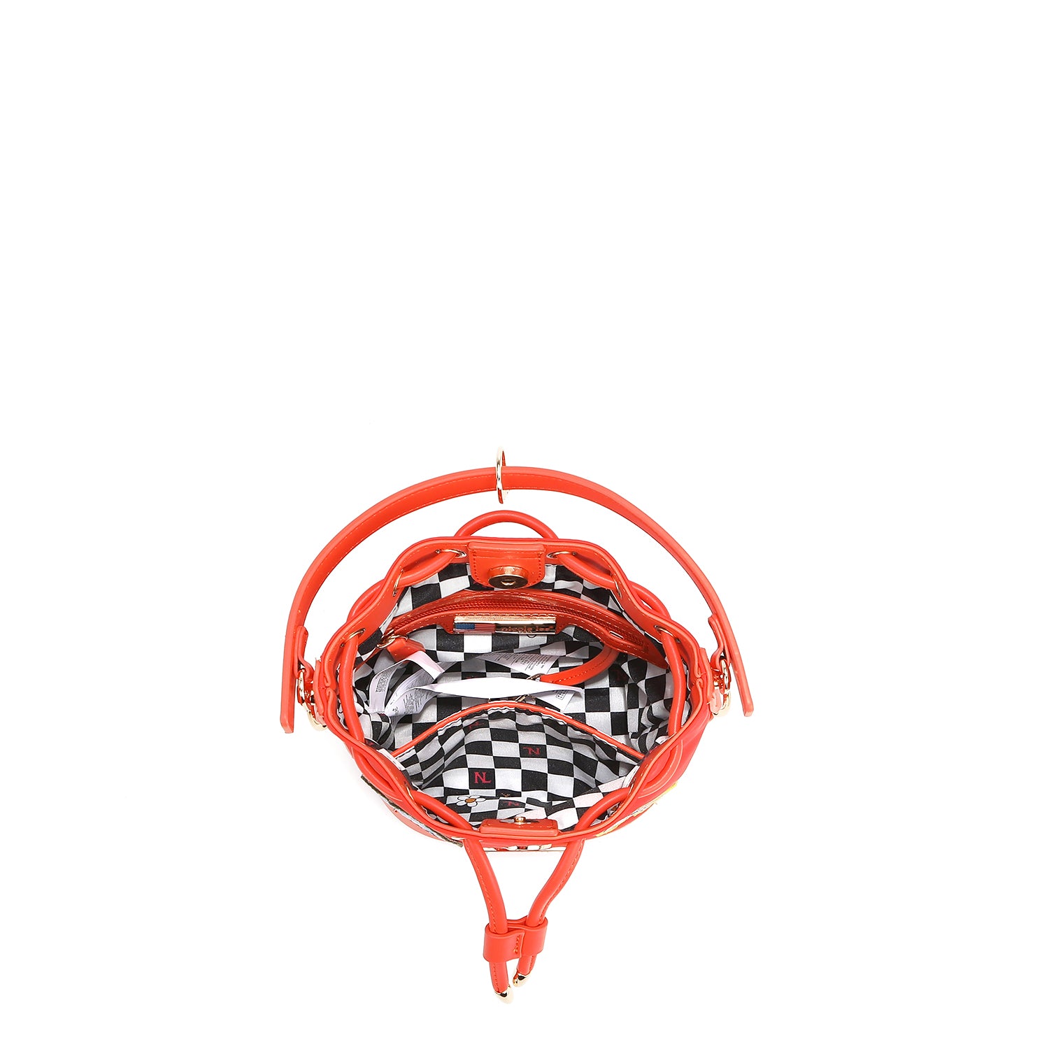 BOLSO CUBO CON PARCHES DE COLORES (Naranja)