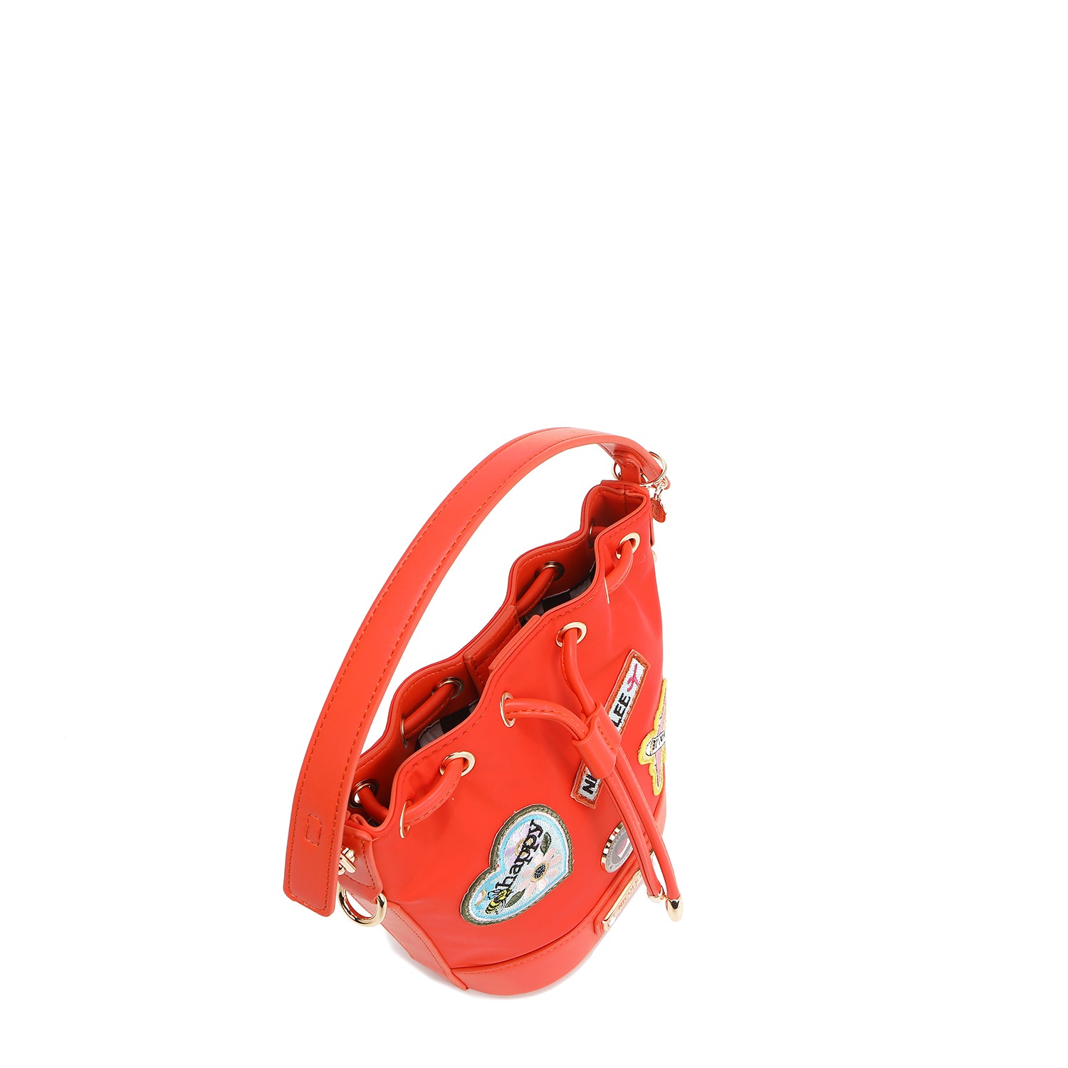 BOLSO CUBO CON PARCHES DE COLORES (Naranja)