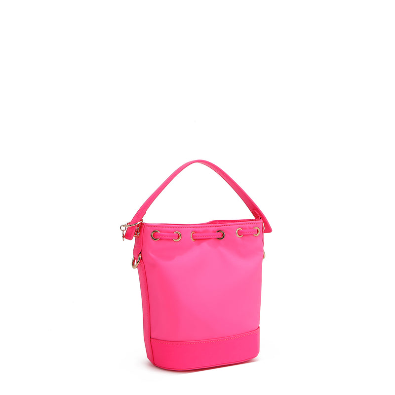 Cube bag with colored patches (pink)