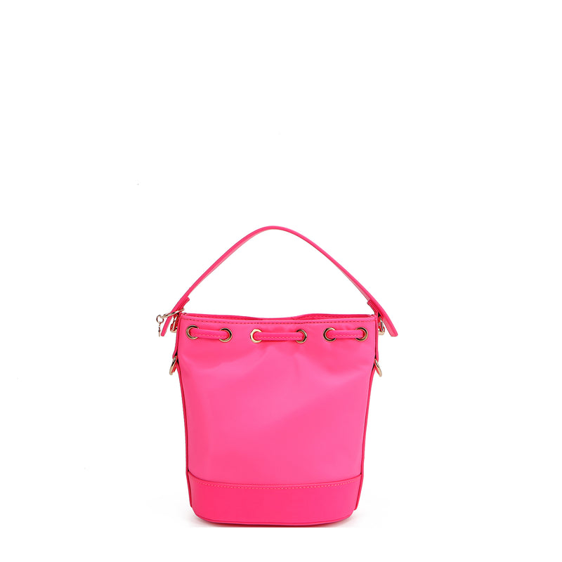 Cube bag with colored patches (pink)