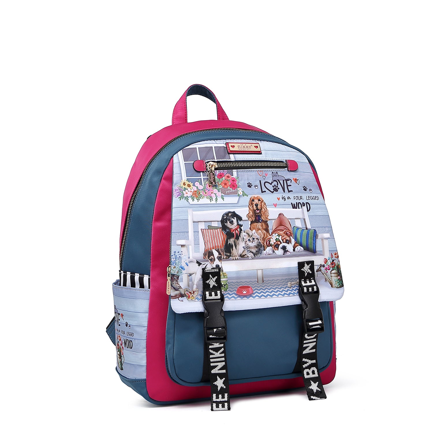 MOCHILA CON SOLAPA DE NYLON ONE HAPPY FAMILY